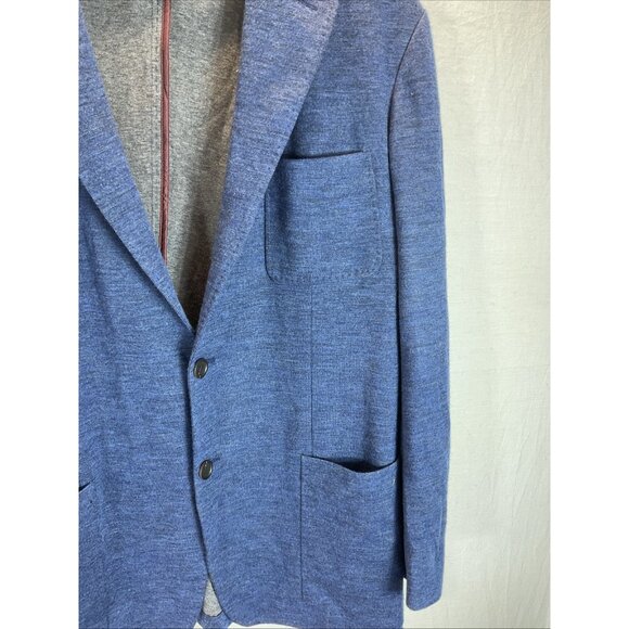 CANALI 40R Blue Jersey Knit Wool Sport Coat Blazer Chore Jacket Italy preppy - Picture 4 of 13
